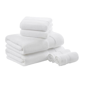 JLA Home Madison Park Signature - Cotton Plush Turkish 6-Piece Towel Set 600 GSM — Oversized, Highly Absorbent Spa-Quality Towels Crafted White MPS73-349