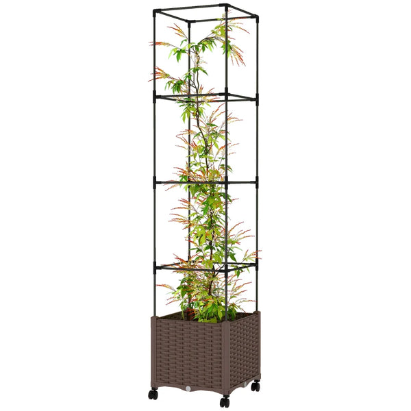 English Elm Tall Stackable Polypropylene Outdoor Planters Set of 2 Tapered Patio Flower Pots T3971P455025