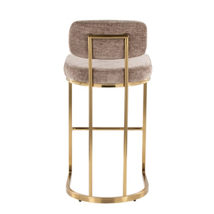 English Elm Fixed-height Barstools Powder Coated Steel Frame Brown Upholstered Seat Set of Two Brown+Gold B202P471217