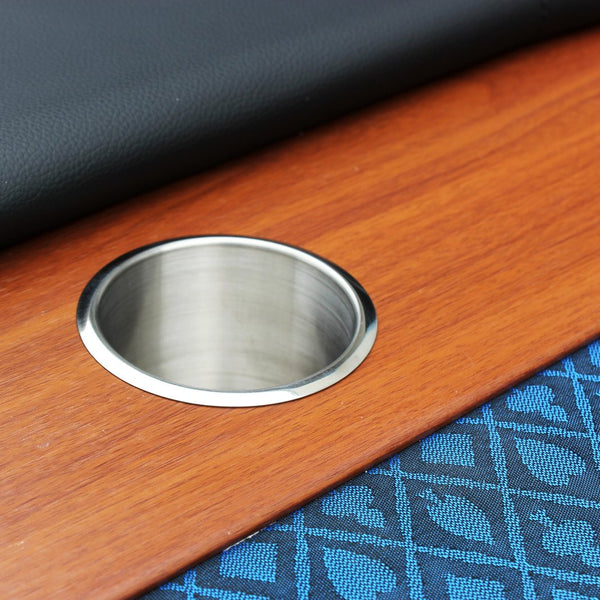 English Elm 96" Oval Poker Table Seats 10 with Speed Felt Surface Stainless Steel Cup Holders Blue W2748S00050