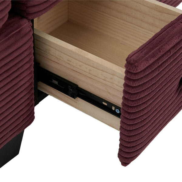 English Elm United L-Shaped Multifunctional Corduroy Sofa: 4-Seater With Usb Ports, Cup Holders & Storage Solutions W1568S00220-GIGA