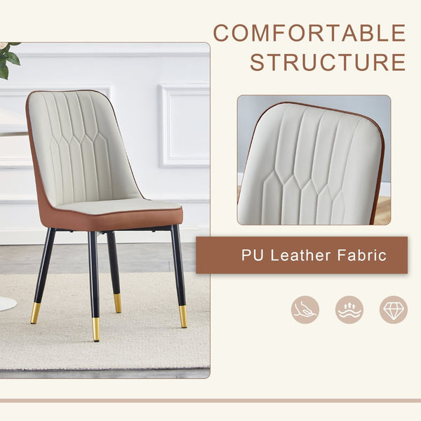 English Elm Table 3-Piece Set: Modern Dark Wood Grain Round Dining Table With 2 Spliced Pu Chairs For Elegance W1151S02483-GIGA