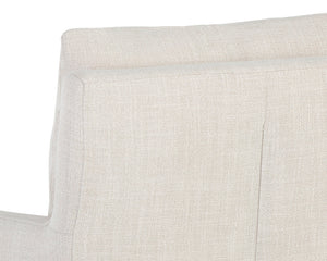 Sunpan Glenrose Elegant Wheeled Dining Armchair - Classic Comfort with Feather-Filled Cushions for Style Effie Linen