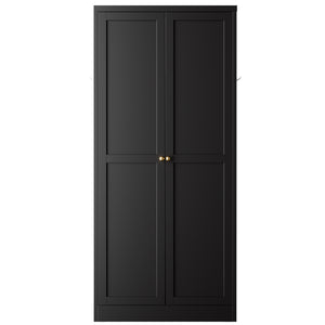 English Elm 61" Matte Black Steel Freestanding Pantry Cabinet with 4 Adjustable Shelves Modern Farmhouse T2398P465983