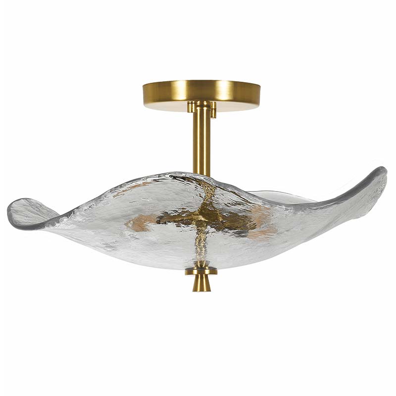 English Elm 16.5" Modern Gold Semi Flush Mount LED Ceiling Light, 2-LED Dimmable Touch Fixture for Home Ambiance W1340P316454