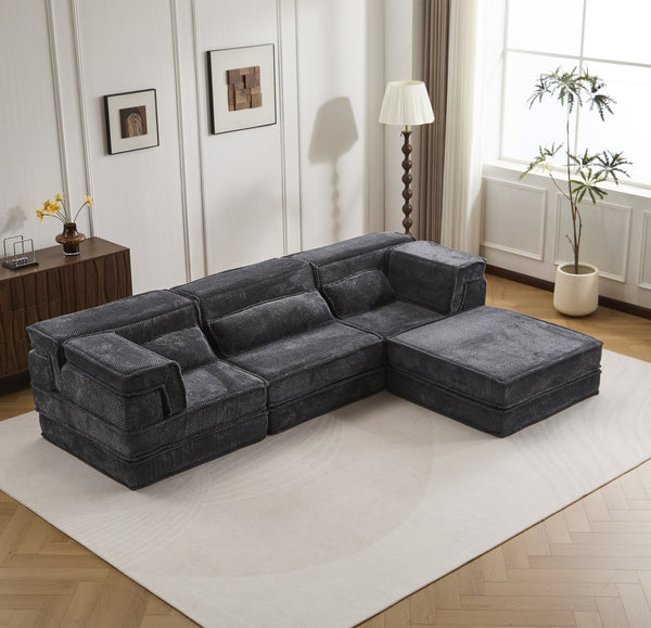 English Elm Compression Mahjong Sofa: Versatile Modular Floor Bed With Plush Fleece, No Assembly & Cozy Design W3723S00025