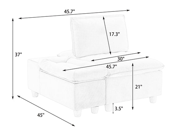 English Elm 44.29 Off-White Velvet Recliner Sofa with Movable Storage Cabinet, Cup Holder & 500lb Capacity W1658S00125