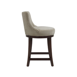 English Elm Lucia Taupe Chenille Counter Stool With Elegant Beech Wood Legs & Gold Footrest - Fully Assembled! B365P398034