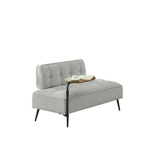 English Elm 54-inch Velvet Tufted Loveseat with Rotating Tray Table Nailhead Trim Compact Seating Gray W1359P438155