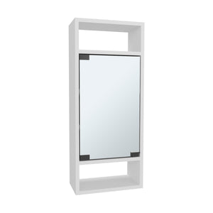English Elm Medicine Compact Wall-Mounted Cabinet with Mirrored Door and 5 Shelves, Engineered Wood Durable Storage White 33.46 L x 16.93 W x 4.33 H B097P350306