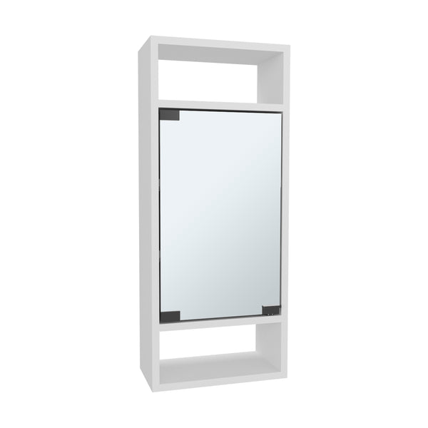English Elm Medicine Compact Wall-Mounted Cabinet with Mirrored Door and 5 Shelves, Engineered Wood Durable Storage White 33.46 L x 16.93 W x 4.33 H B097P350306