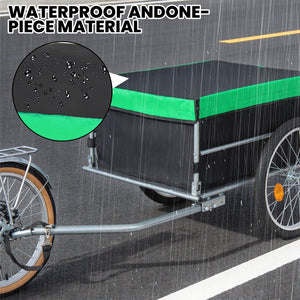 English Elm Foldable Bike Cargo Trailer with 20 Inch Tires Steel Frame and Weatherproof Oxford Cover Green W2932P405184