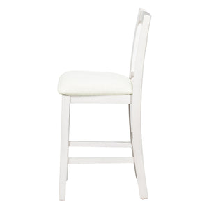 English Elm TOPMAX Counter Height Rustic Farmhouse 5-Piece Dining Set for 4 with Stacked Storage Shelves, Beige Upholstery White SP001134AAK