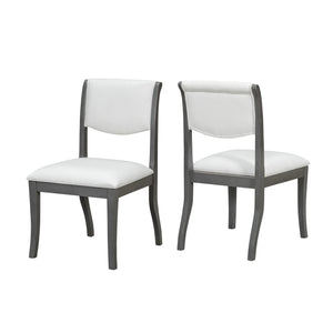 English Elm Oak Gray Finish Dining Chairs Set Of 2 - Elegant Upholstered Side Chairs For Timeless Comfort N842P315209E