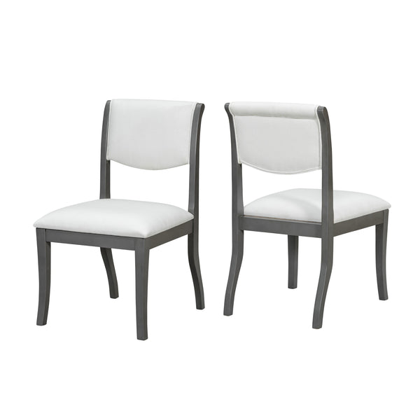 English Elm Oak Gray Finish Dining Chairs Set Of 2 - Elegant Upholstered Side Chairs For Timeless Comfort N842P315209E
