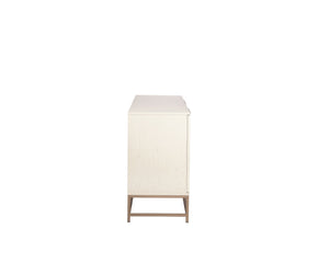 Sunpan REBEL Sideboard - Spacious Cream Grey Oak Storage with Champagne Gold Accents for Modern Elegance 108769