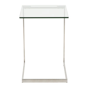 English Elm Zenn Floating Glass End Table Brushed Steel Frame Modern Living Room Accent B202P223406
