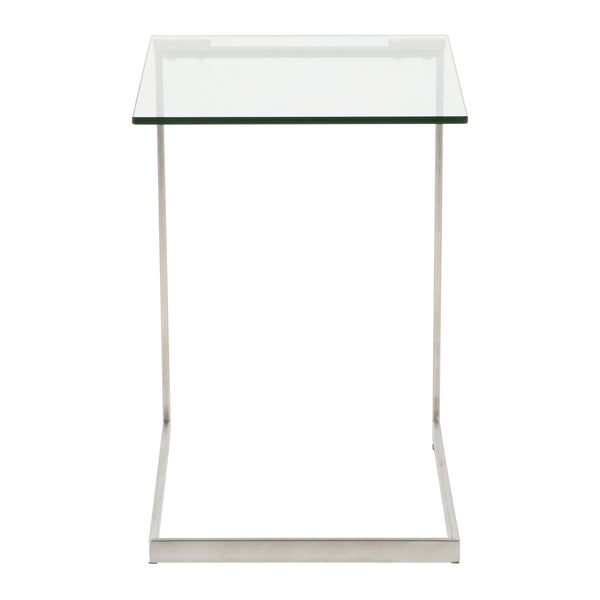 English Elm Zenn Floating Glass End Table Brushed Steel Frame Modern Living Room Accent B202P223406