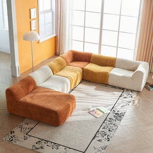 English Elm Modular Teddy Fleece Cloud Sectional Legless Sofa for Living Room Apartment W1765S00128