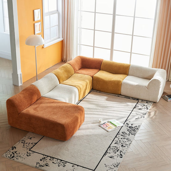 English Elm Modular Teddy Fleece Cloud Sectional Legless Sofa for Living Room Apartment W1765S00128
