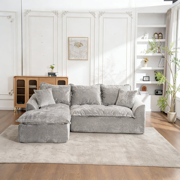 English Elm 103" Chenille Cloud Sectional Modular L-shape Sofa No Assembly Plush Living Room W1170S00044