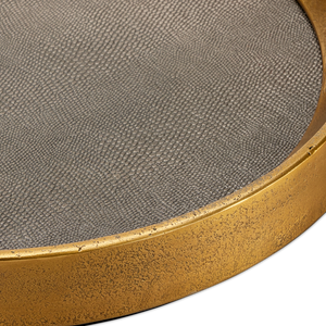 Tanay Round Tray - Elegant Antique Brass & Graphite Snakeskin Design for Stylish Entertaining
