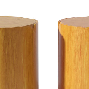 English Elm 19.29"h Round Mgo Outdoor Side Tables Set of 2 Tulip Base Wood Grain Patio Accent Natural W757S00052