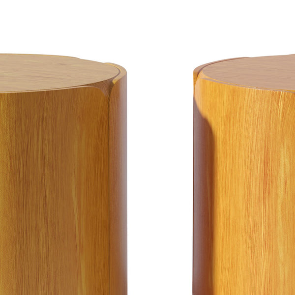 English Elm 19.29"h Round Mgo Outdoor Side Tables Set of 2 Tulip Base Wood Grain Patio Accent Natural W757S00052
