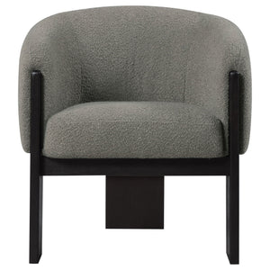 English Elm Maciel Boucle Barrel Accent Chair with Matte Black Legs for Modern Living Spaces B062P451836