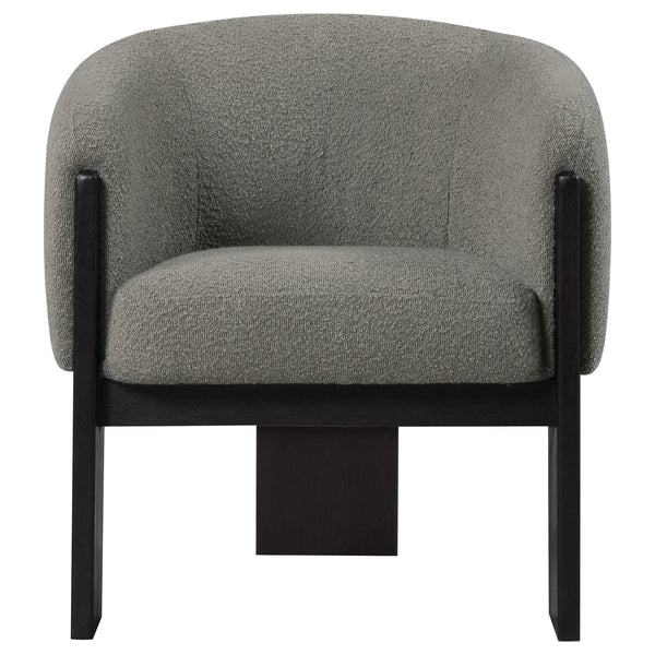 English Elm Maciel Boucle Barrel Accent Chair with Matte Black Legs for Modern Living Spaces B062P451836