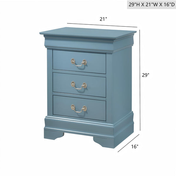 English Elm Traditional Classic Nightstand with Three Drawers, Fully Assembled 29"H x 21"W x 16"D for Easy Storage Teal 33 L x 24 W x 19 H B078108227