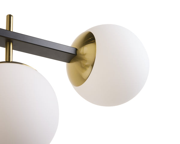 Sunpan Keiley Chandelier: Modern Five-Light Design with White Frosted Glass Shades and Matte Black Frame