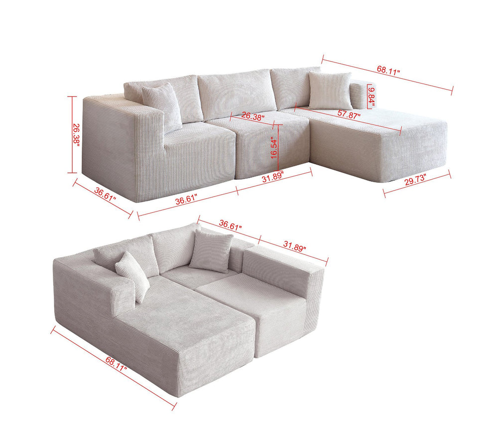 English Elm H613 Mid-century Modern L Shaped Sectional with Deep Cloud Cushions for Living Room W3191P277866