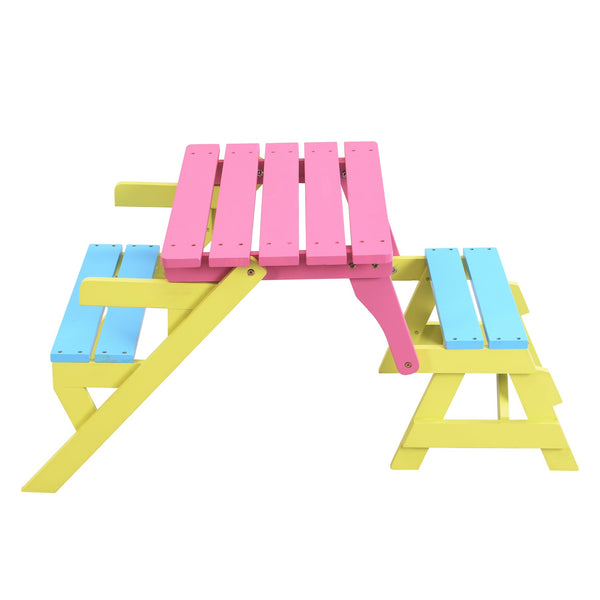 English Elm KID'S Multi-Functional Arm Chair Table Set with 2 Benches - Blue/Pink Wooden Kids Activity Furniture W495P170202