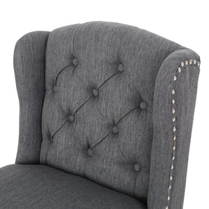 English Elm Christopher Knight Home® - Vienna Tufted Wingback Counter Stools Set of 2 — Button-Tufted Fabric, Nailhead Trim, Rubberwood Frame Charcoal 64856.00CHAR