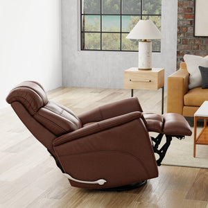 English Elm Global Swivel Glider Recliner With Adjustable Headrest & Footrest In Stylish Oslo Pecan Finish B339P323111