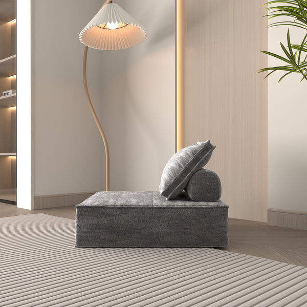 English Elm Modern Modular Corduroy Armless Sofa Chair with Removable Back Cushion, Sherpa Upholstered, Compact Reclining Seat for Apartment W1960P336127