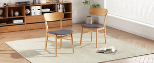 English Elm [video] Set of 2 Minimalist Dining Chairs with Cushioned Seats and Oak Rubberwood Legs N759P371095E
