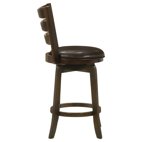 English Elm Fenster Dark Brown Swivel Bar Chair - Elegant Slat-Back Design, Comfortable Foam-Padded Seat, Durable Wood B062P299937