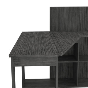 English Elm Fresno Oak Writing Computer Desk with Four Open Shelves, L-Shaped Corner Workstation 51.7"W 29.4"H B128S00165