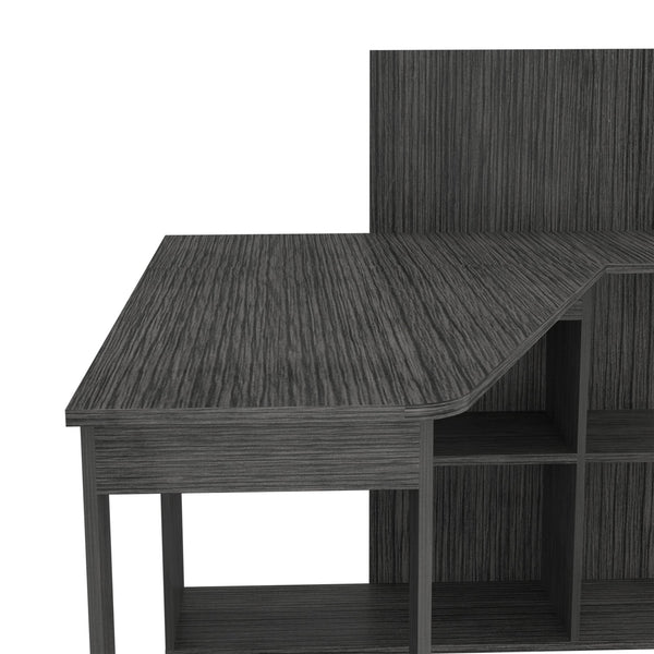 English Elm Fresno Oak Writing Computer Desk with Four Open Shelves, L-Shaped Corner Workstation 51.7"W 29.4"H B128S00165