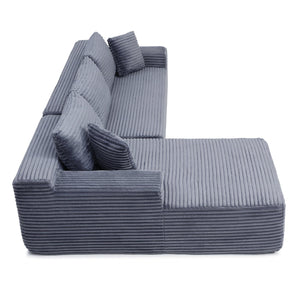 English Elm 105'' Modular Cloud Sectional Corduroy Couch Deep Seat L-shape for Living Room W1117S00336