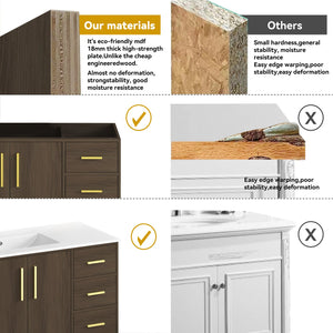 English Elm 48"dark Espresso Bathroom Vanity with 9 Drawers and Soft Close Cabinet Doors Dark Brown W3133S00024