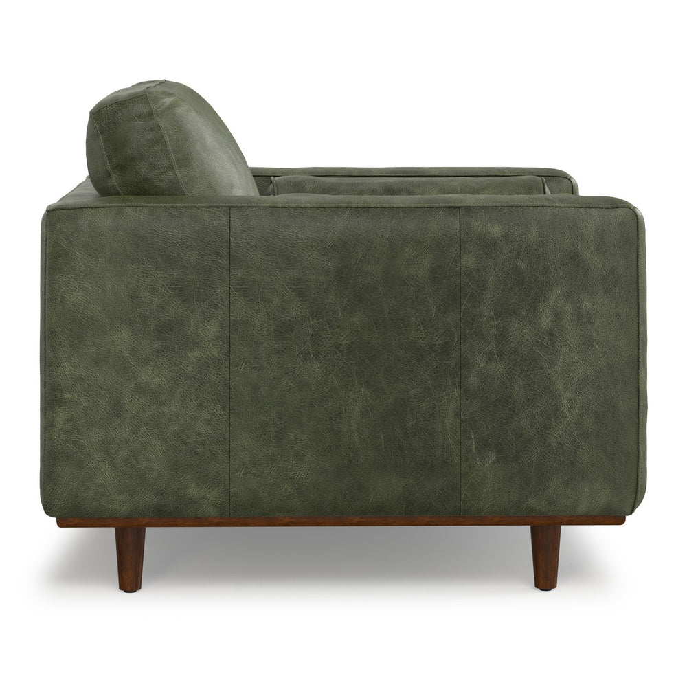 English Elm Morrison 42" Wide Mid-Century Modern Armchair In Eco-Friendly Moss Green Genuine Leather Comfort B136P364313