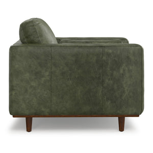 English Elm Morrison 42" Wide Mid-Century Modern Armchair In Eco-Friendly Moss Green Genuine Leather Comfort B136P364313