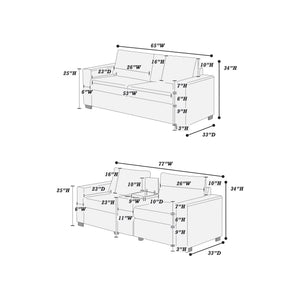 English Elm Elegant Wide-Welt Corduroy 2-Piece Sofa Set with Console Charging Station, Cup Holders, Loveseat Light Gray 33 L x 23 W x 36 H B011S01743