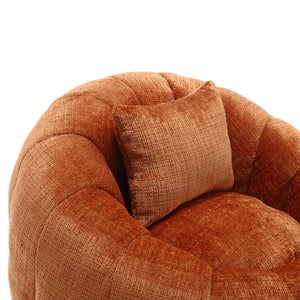 English Elm UNITED Cloud-Luxe Chenille Memory Foam Bean Bag Chair with Ottoman and Pillow for Ultimate Comfort Orange W1568P361695