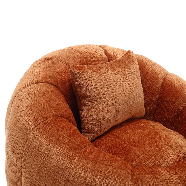English Elm UNITED Cloud-Luxe Chenille Memory Foam Bean Bag Chair with Ottoman and Pillow for Ultimate Comfort Orange W1568P361695