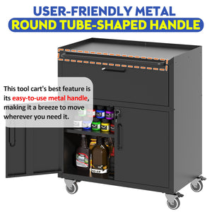 English Elm Sturdy Cold-rolled Steel Rolling Garage Cabinet with Locking Doors and Top Fence T2398P223006