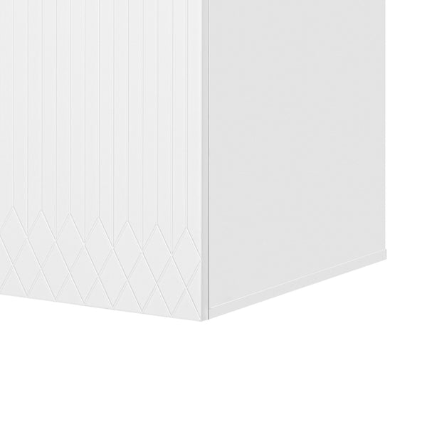 English Elm 60" Vintage Bathroom Vanity with Ceramic Sink Wall-Mount Modern Striped Design Durable MDF Wood Finish White N710SS00010K